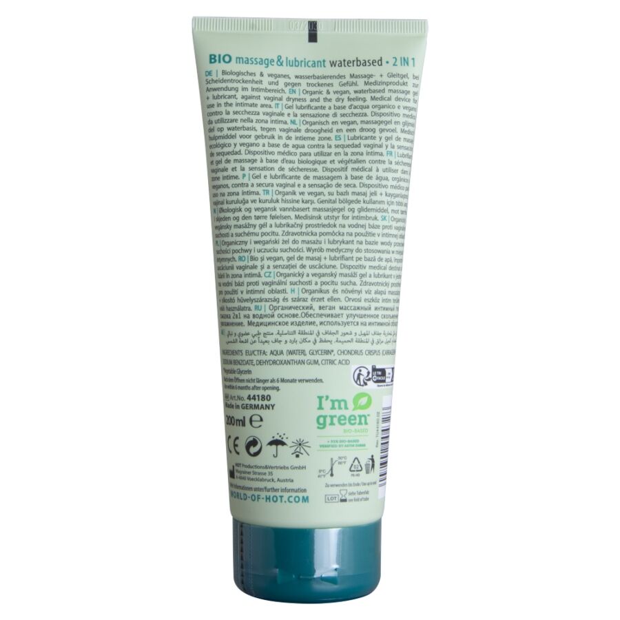 HOT - BIO MASSAGGIO E LUBRIFICANTE A BASE D'ACQUA 2 IN 1 200 ML Hot