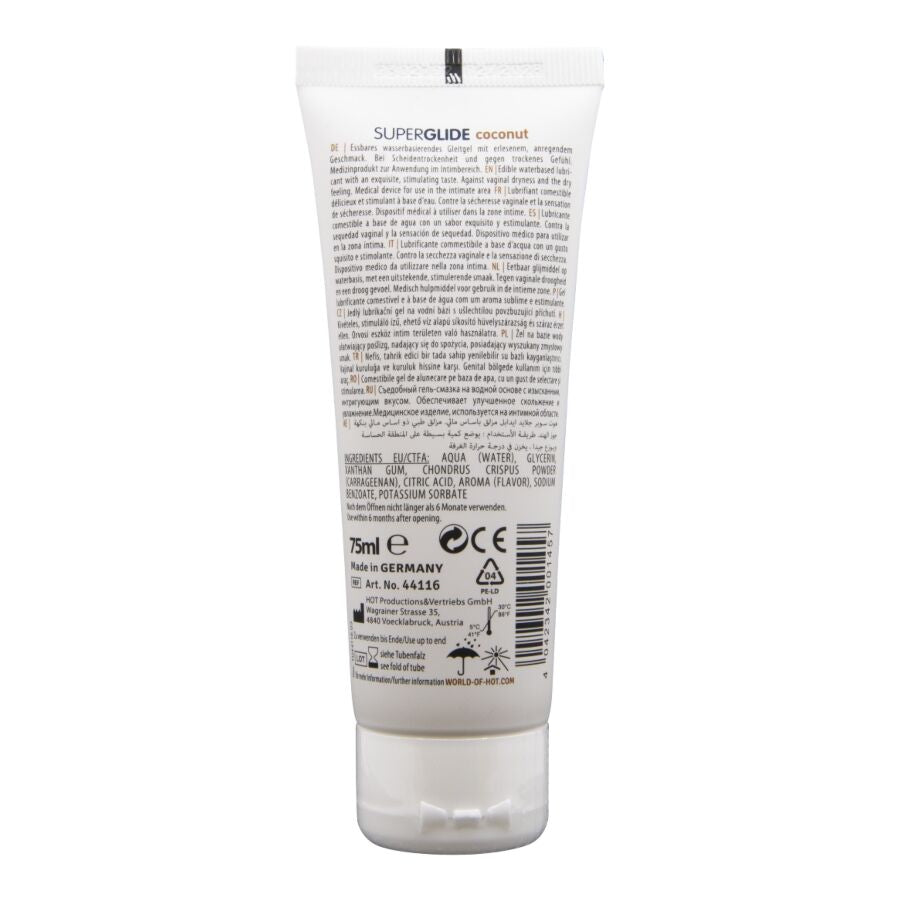 HOT - SUPERGLIDE LUBRIFICANTE COMMESTIBILI A BASE D'ACQUA DI COCCO 75 ML Hot