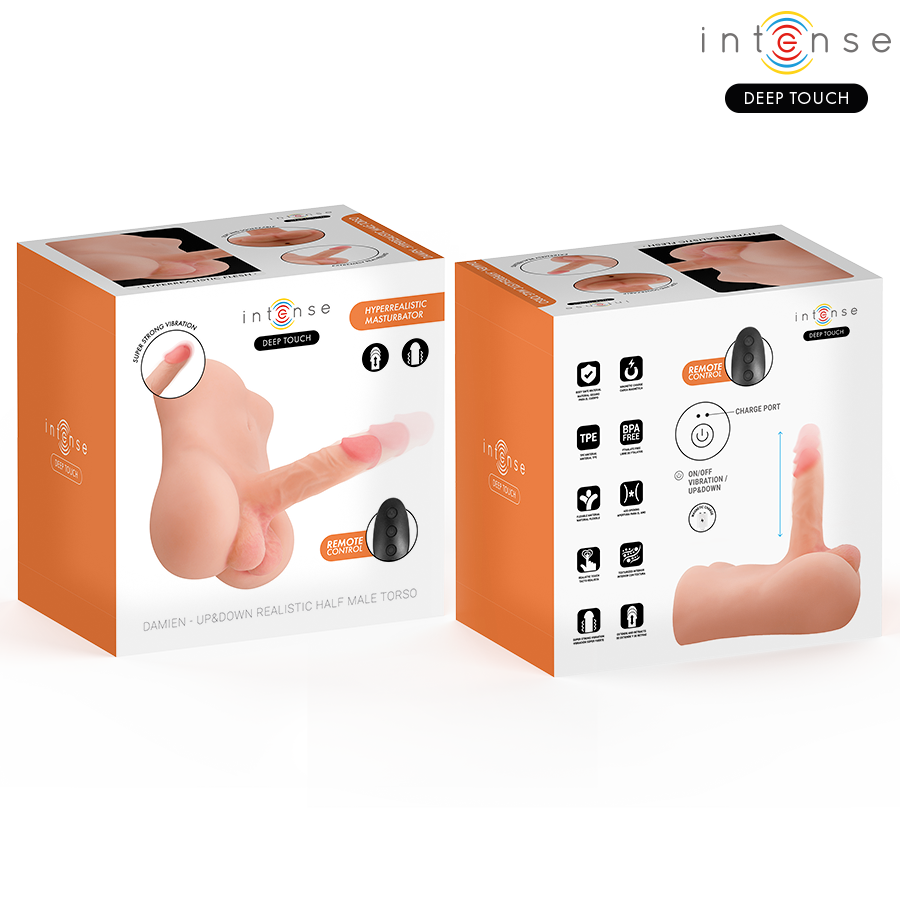 INTENSE DEEP TOUCH - DAMIEN TORSO CON DILDO REALISTICO CON TELECOMANDO A SPINTA E VIBRAZIONE 3,5 KG Intense Bodies & Masturbators