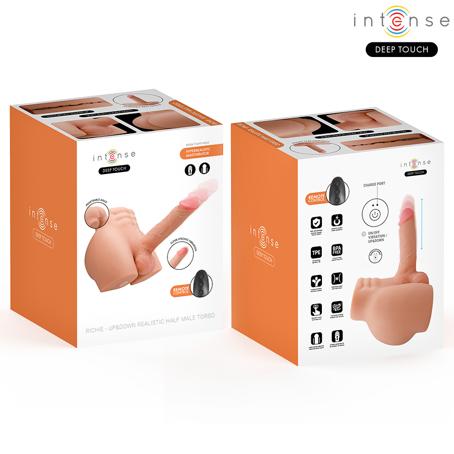 INTENSE DEEP TOUCH - TORSO RICHIE CON ANO E DILDO REALISTICO CON TELECOMANDO A SPINTA E VIBRAZIONE 4,7 KG Intense Bodies & Masturbators