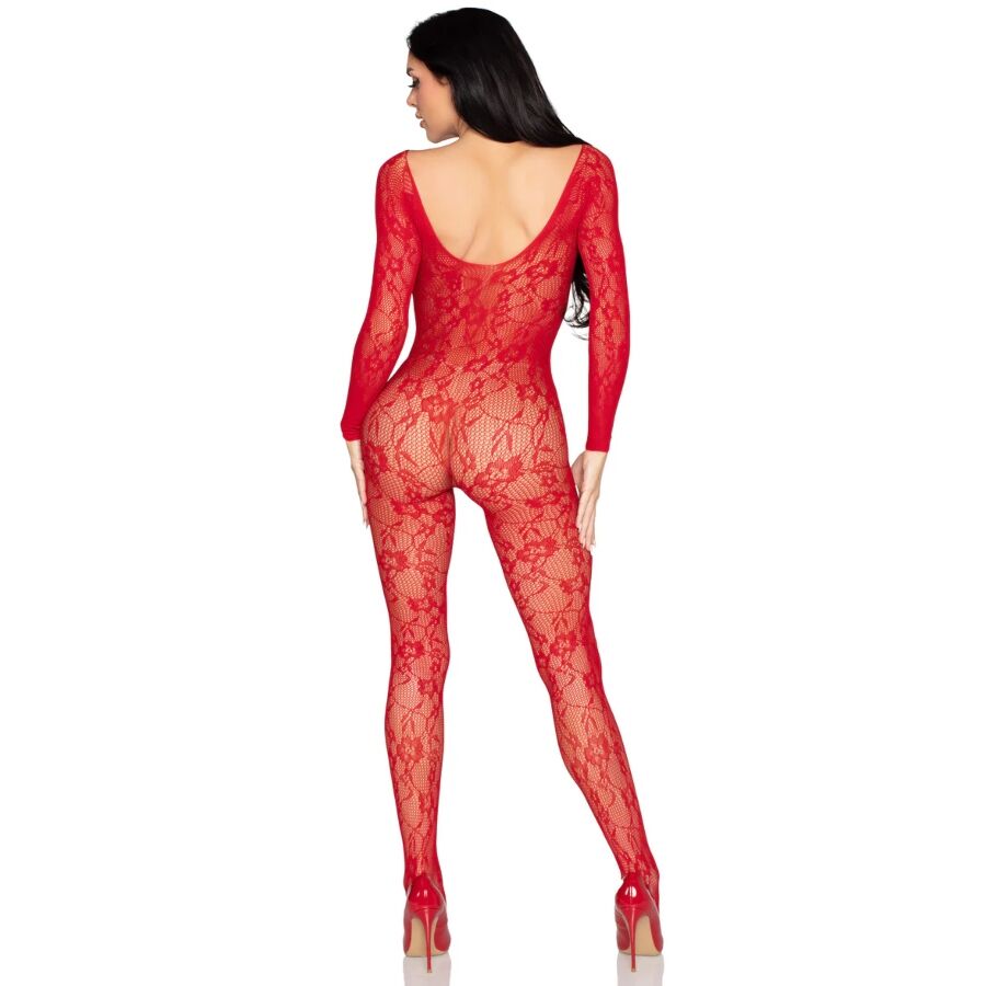 LEG AVENUE - 89366 BODYSTOCKING IN PIZZO ROSSO - TAGLIA UNICA Leg Avenue Bodystockings