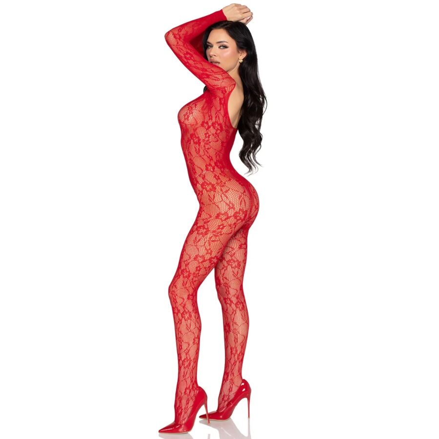 LEG AVENUE - 89366 BODYSTOCKING IN PIZZO ROSSO - TAGLIA UNICA Leg Avenue Bodystockings