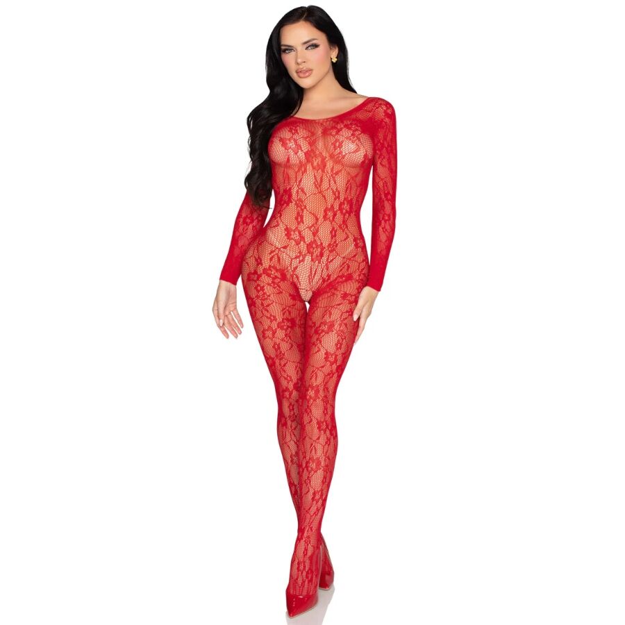LEG AVENUE - 89366 BODYSTOCKING IN PIZZO ROSSO - TAGLIA UNICA Leg Avenue Bodystockings