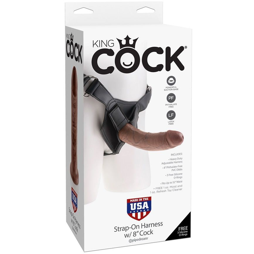 KING COCK - IMBRACATURA PER CAZZO KING CON PENE MARRONE REALISTICO 20,3 CM King Cock