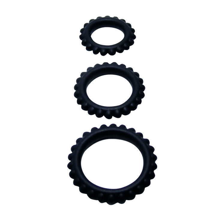 BAILE - TITAN SET 3 PZ ANELLI PER IL CAZZO NERO 2.8 + 2.4 + 1.9 CM Baile For Him
