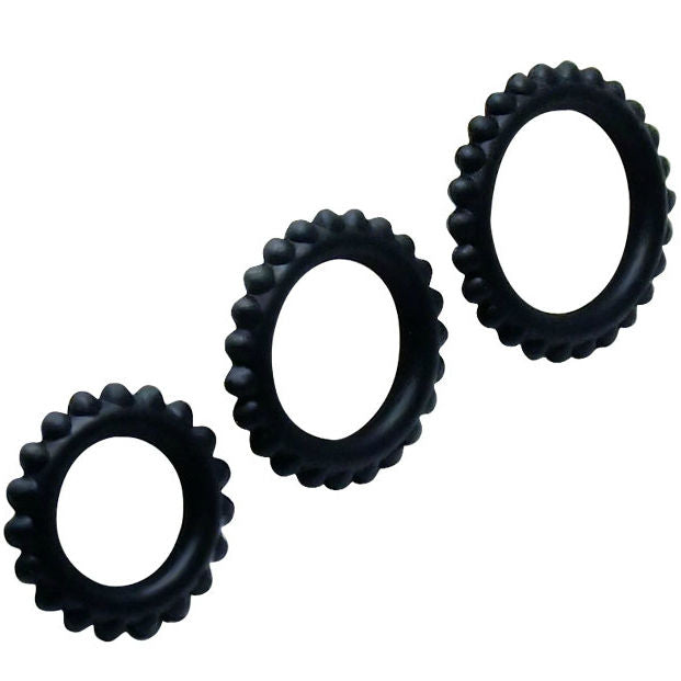 BAILE - TITAN SET 3 PZ ANELLI PER IL CAZZO NERO 2.8 + 2.4 + 1.9 CM Baile For Him