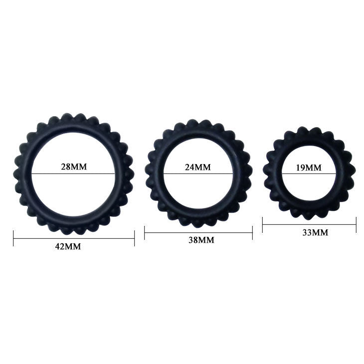 BAILE - TITAN SET 3 PZ ANELLI PER IL CAZZO NERO 2.8 + 2.4 + 1.9 CM Baile For Him