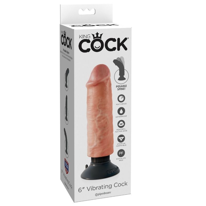 KING COCK - DILDO VIBRATORE 15.24 CM NATURALE King Cock