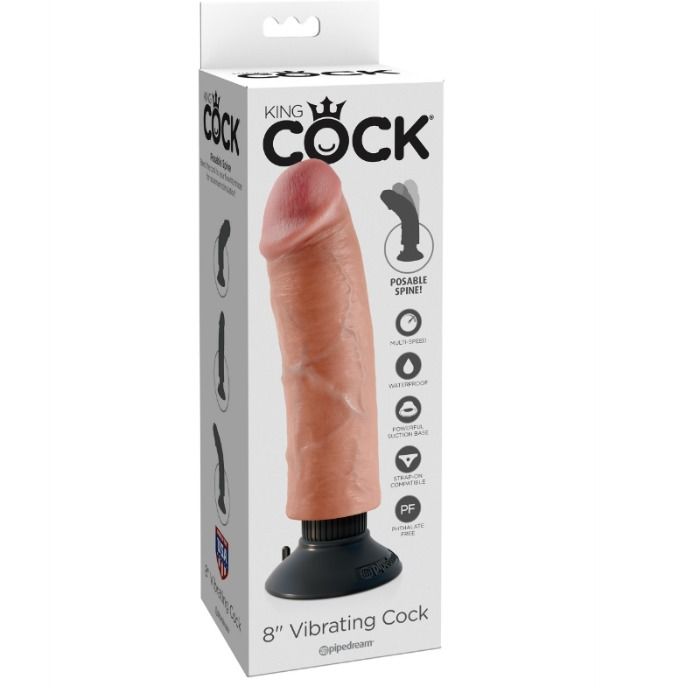 KING COCK - DILDO VIBRATORE 20.32 CM NATURALE King Cock