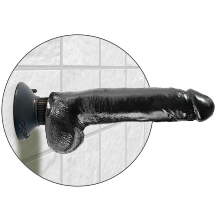 KING COCK - DILDO VIBRANTE CON TESTICOLI 23 CM NERO King Cock