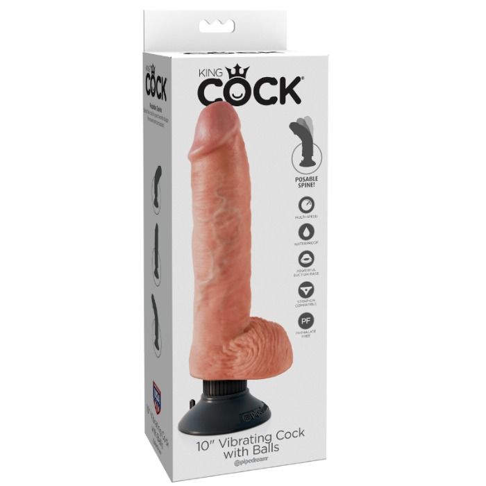 KING COCK - DILDO VIBRANTE CON TESTICOLI 25.5 CM COLORE NATURALE King Cock
