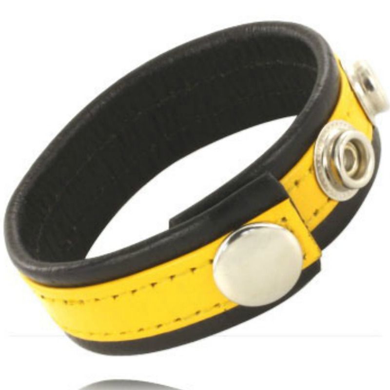 LEATHER BODY - CINTURINO IN PELLE REGOLABILE PENE GIALLO-NERO Leather Body