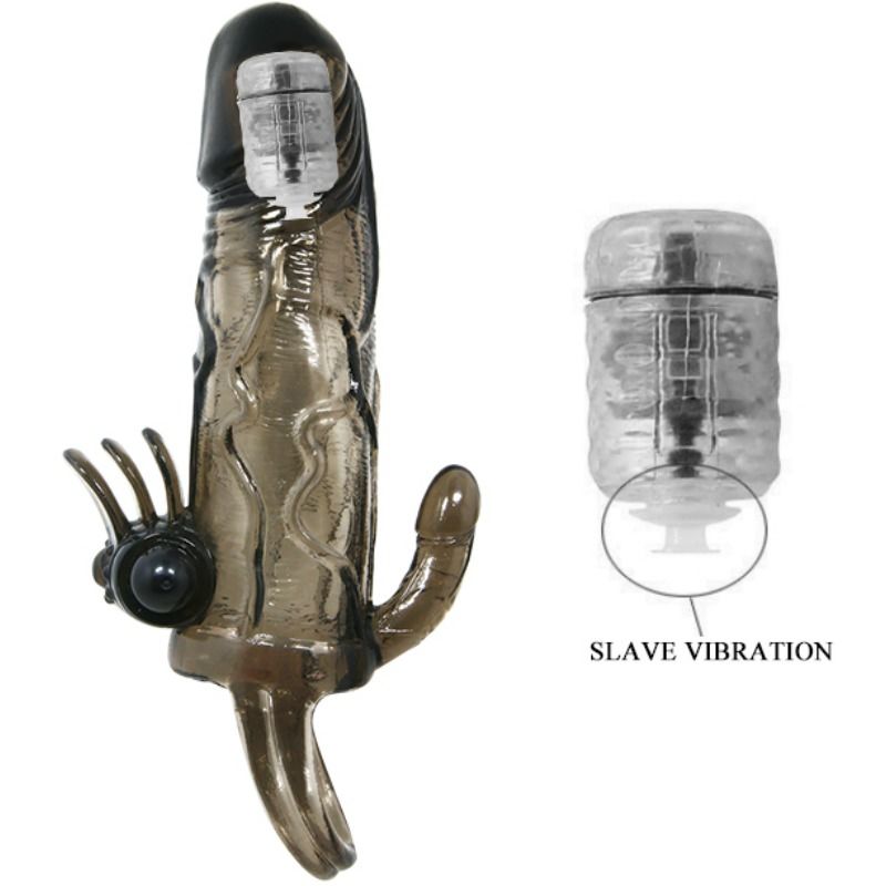 BAILE - COPRI PENE BRAVE MAN CON CLIT E STIMOLAZIONE ANALE DOPPIO BULLET NERO 16.5 CM Baile For Him
