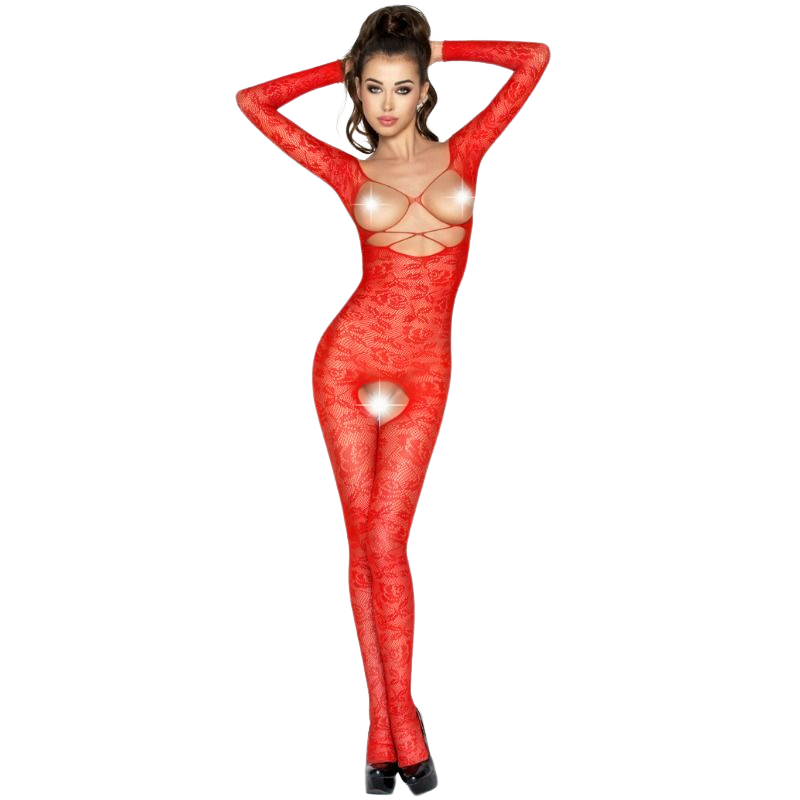 PASSION - WOMAN BS031 BODYSTOCKING ROSSO TAGLIA UNICA Passion Woman Bodystockings