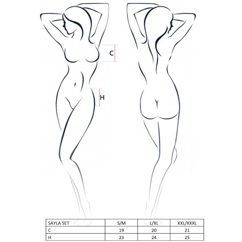 PASSION - SET DONNA SAYLA NERO TAGLIA L/XL Passion Woman Sets