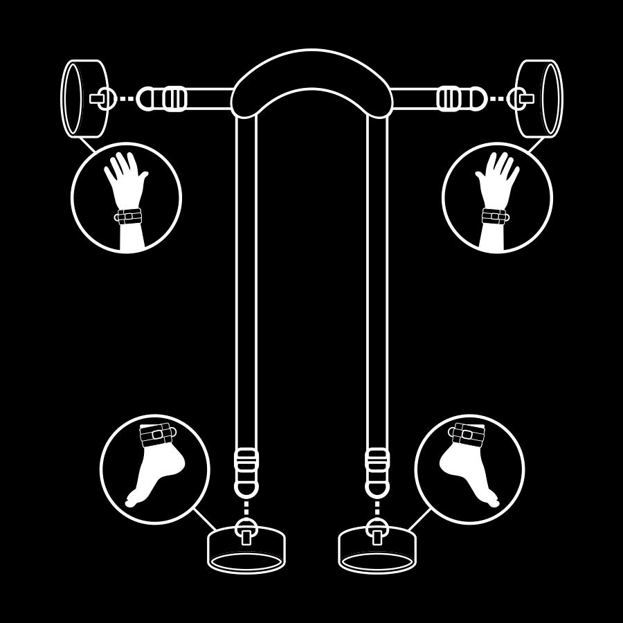 FETISH SUBMISSIVE - POSIZIONE MASTER CON 4 MANETTE RIVESTITE IN NOPRENE Fetish Submissive Bondage