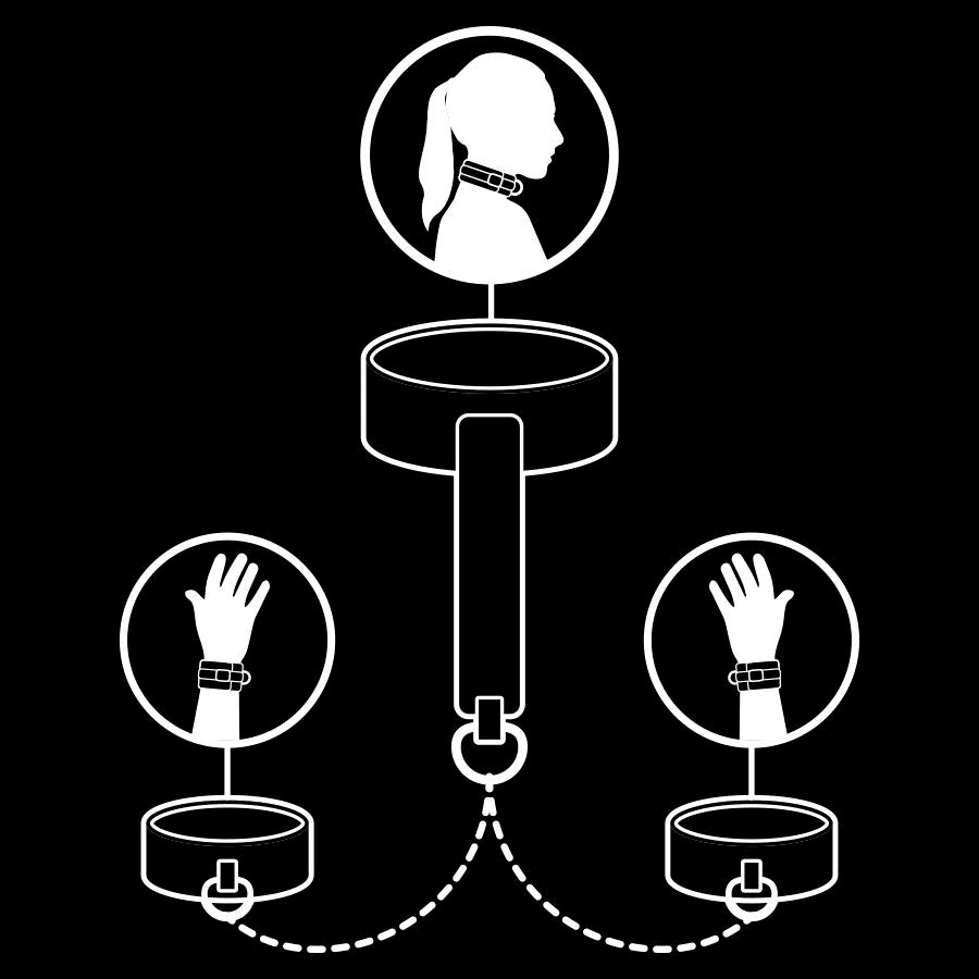 FETISH SUBMISSIVE - COLLANA E MANETTE IN PELLE VEGANA CON FODERA IN NOPRENE Fetish Submissive Bondage