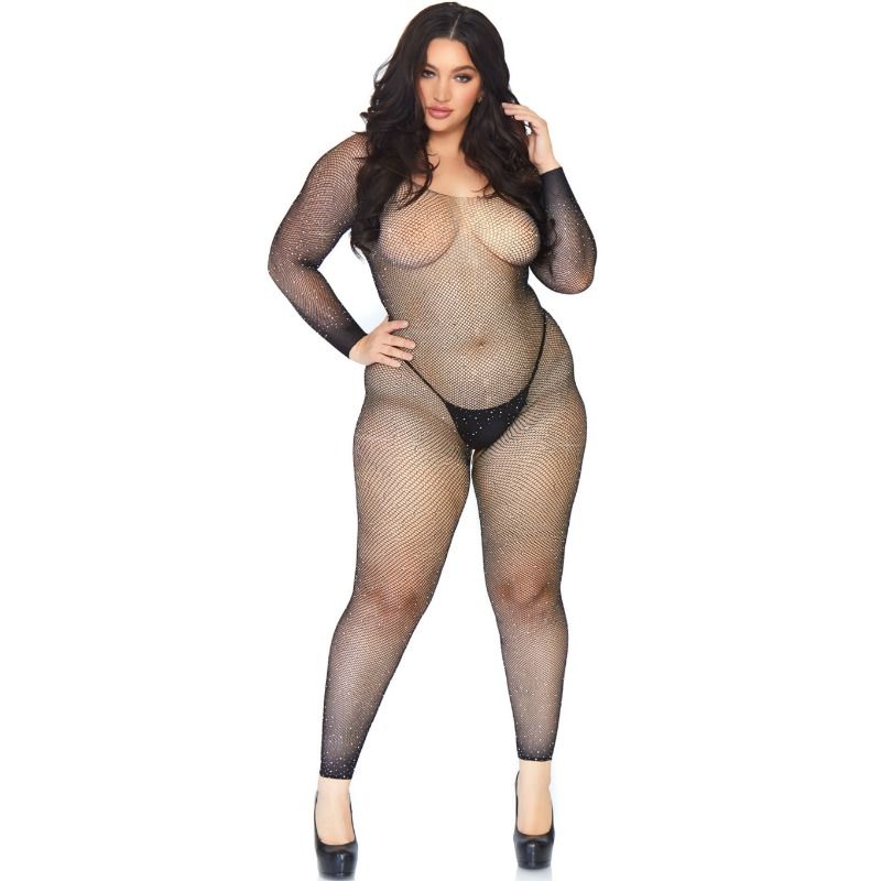 LEG AVENUE - CALZA BODY A RETE CRISTALLIZZATA 1X-2X Leg Avenue Bodystockings