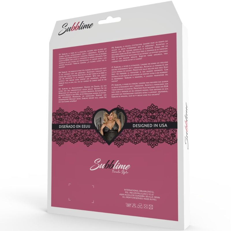 SUBBLIME - QUEEN PLUS SET TOP E PERIZOMA NERO Subblime Queen Plus Size