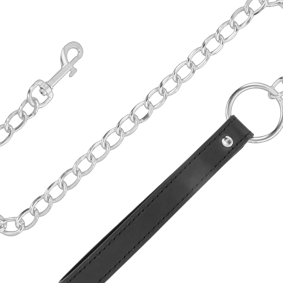 DARKNESS - COLLANA PER POSTURA CONFORTEVOLE CON CATENA IN PELLE Darkness Bondage