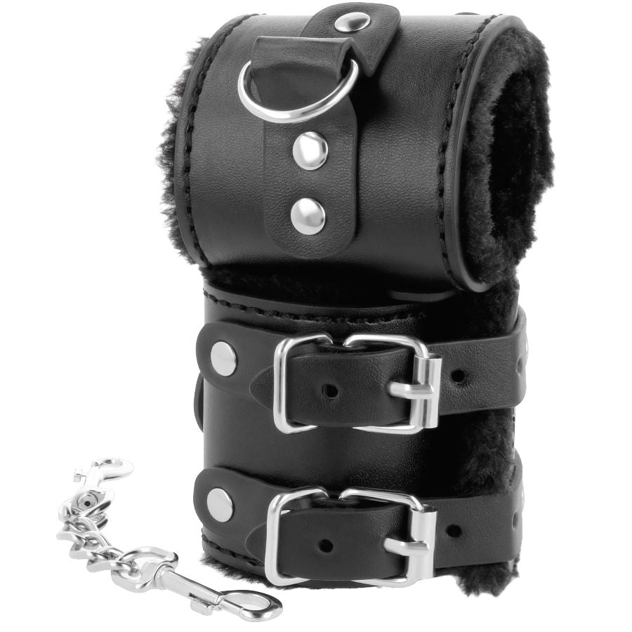 DARKNESS - MANETTE NERE REGOLABILI IN PELLE CON FODERA Darkness Bondage