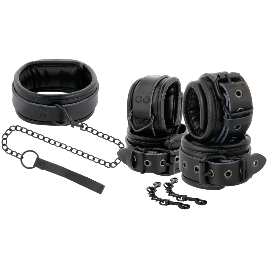 DARKNESS - MANETTE E COLLETTO IN PELLE NERA Darkness