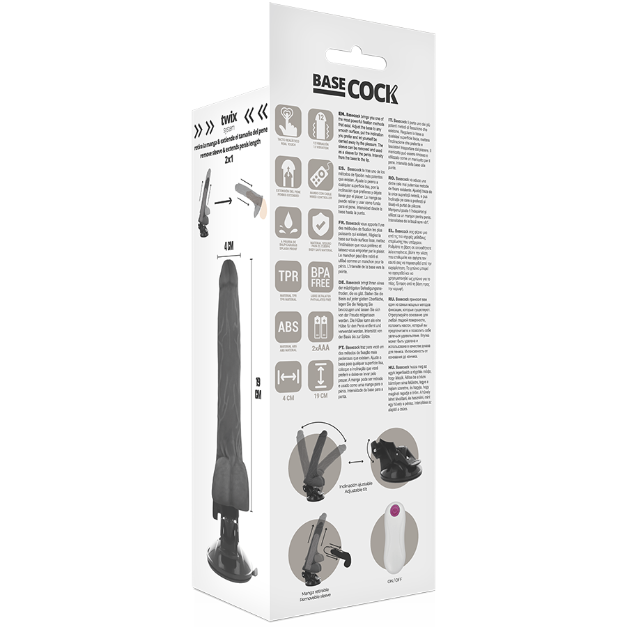 BASECOCK - VIBRATORE REALISTICO TELECOMANDO NERO 19 CM -O- 4 CM Basecock