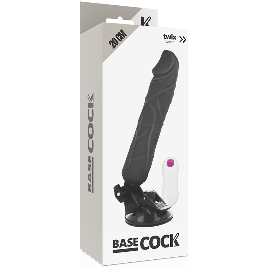 BASECOCK - VIBRATORE REALISTICO TELECOMANDO NERO 20 CM -O- 4 CM Basecock