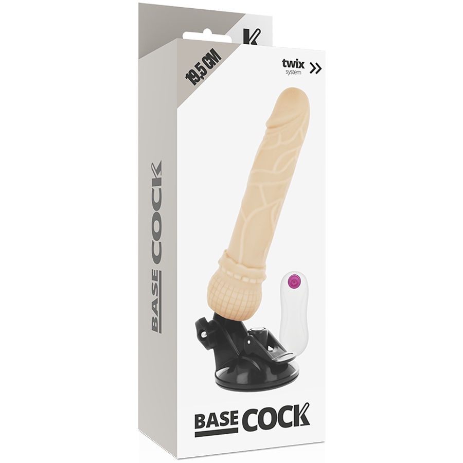 BASECOCK - VIBRATORE TELECOMANDO NATURALE REALISTICO 19.5 CM -O- 4 CM Basecock