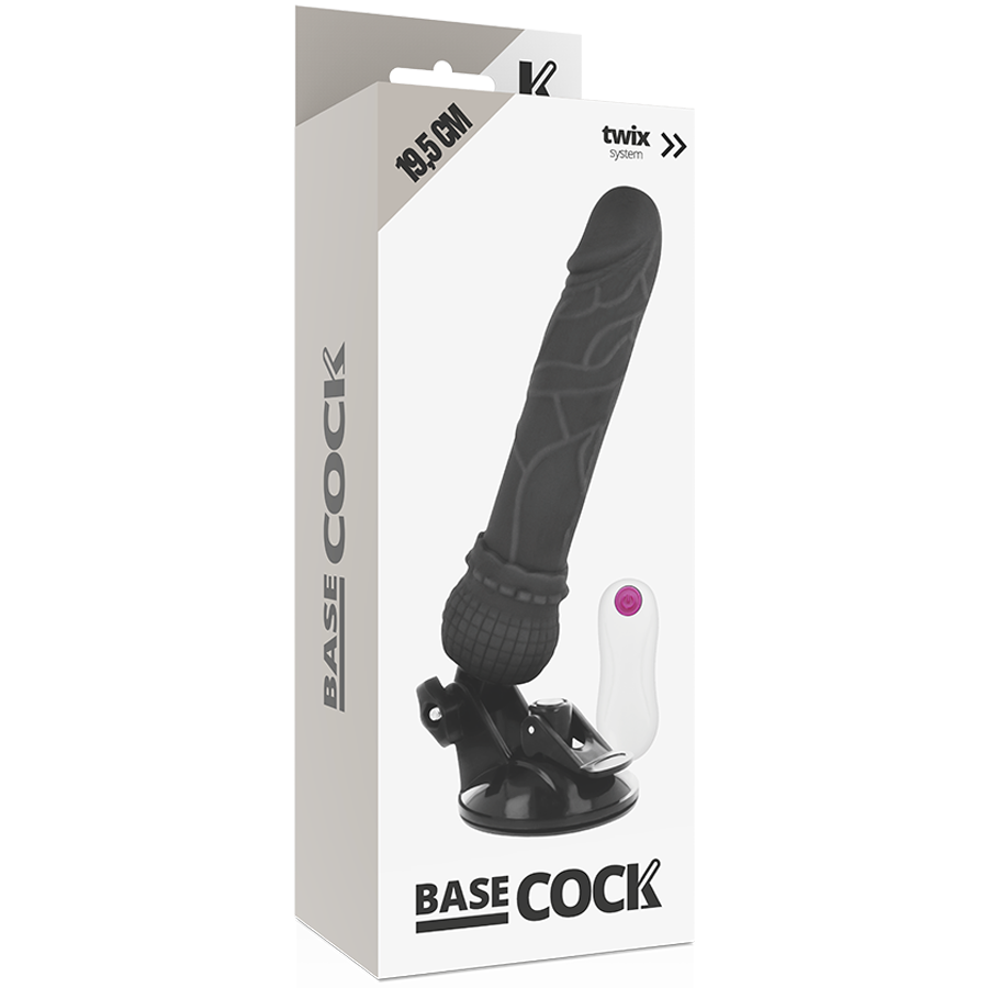 BASECOCK - VIBRATORE REALISTICO TELECOMANDO NERO 19.5 CM -O- 4 CM Basecock