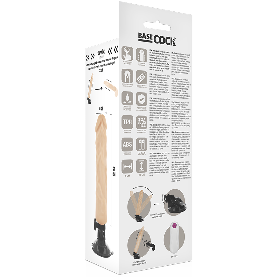 BASECOCK - VIBRATORE REALISTICO TELECOMANDO NATURALE 21 CM -O- 4 CM Basecock
