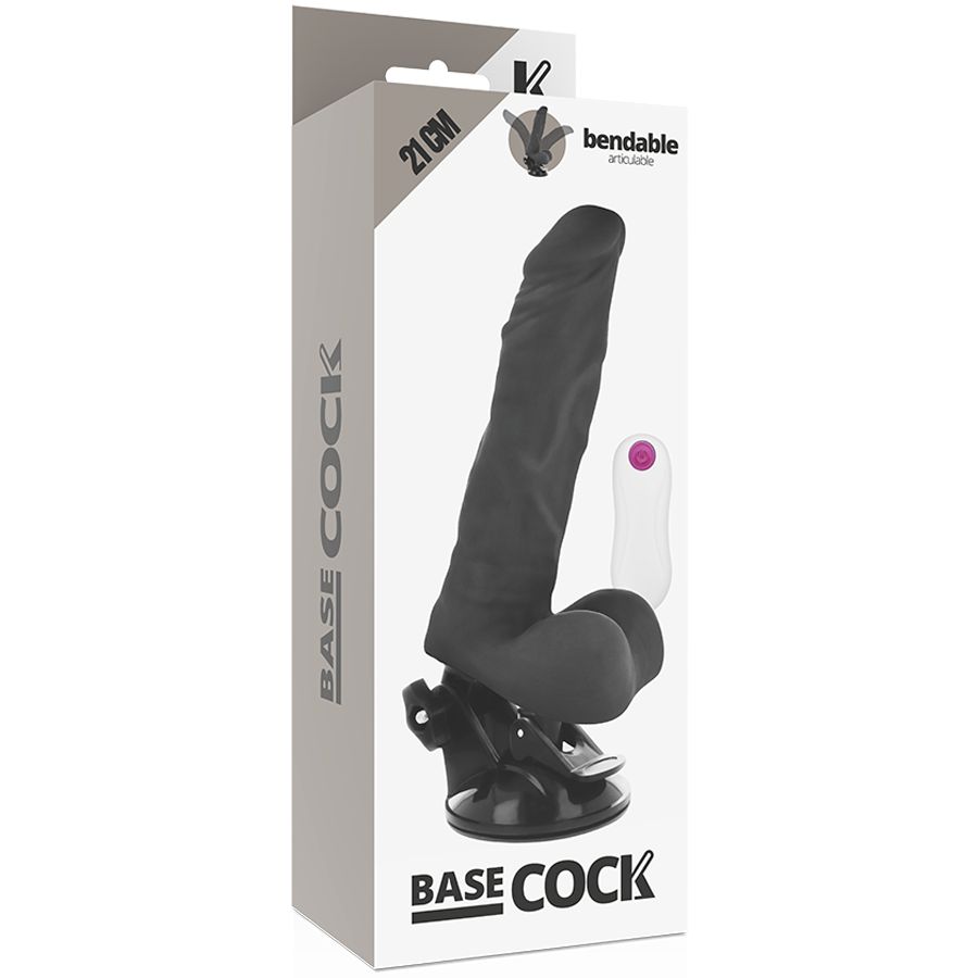 BASECOCK - VIBRATORE ARTICOLABILE TELECOMANDO NERO 21 CM -O- 5 CM Basecock