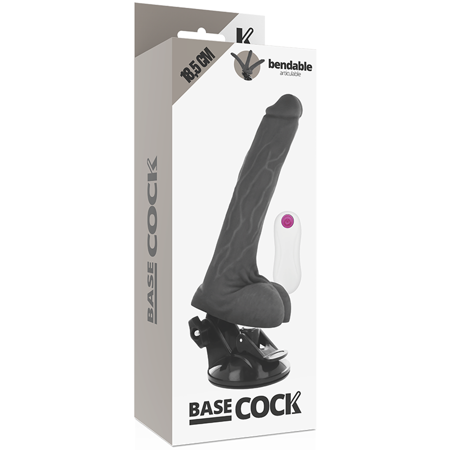 BASECOCK - VIBRATORE ARTICOLABILE TELECOMANDO NERO 18.5 CM -O- 4 CM Basecock