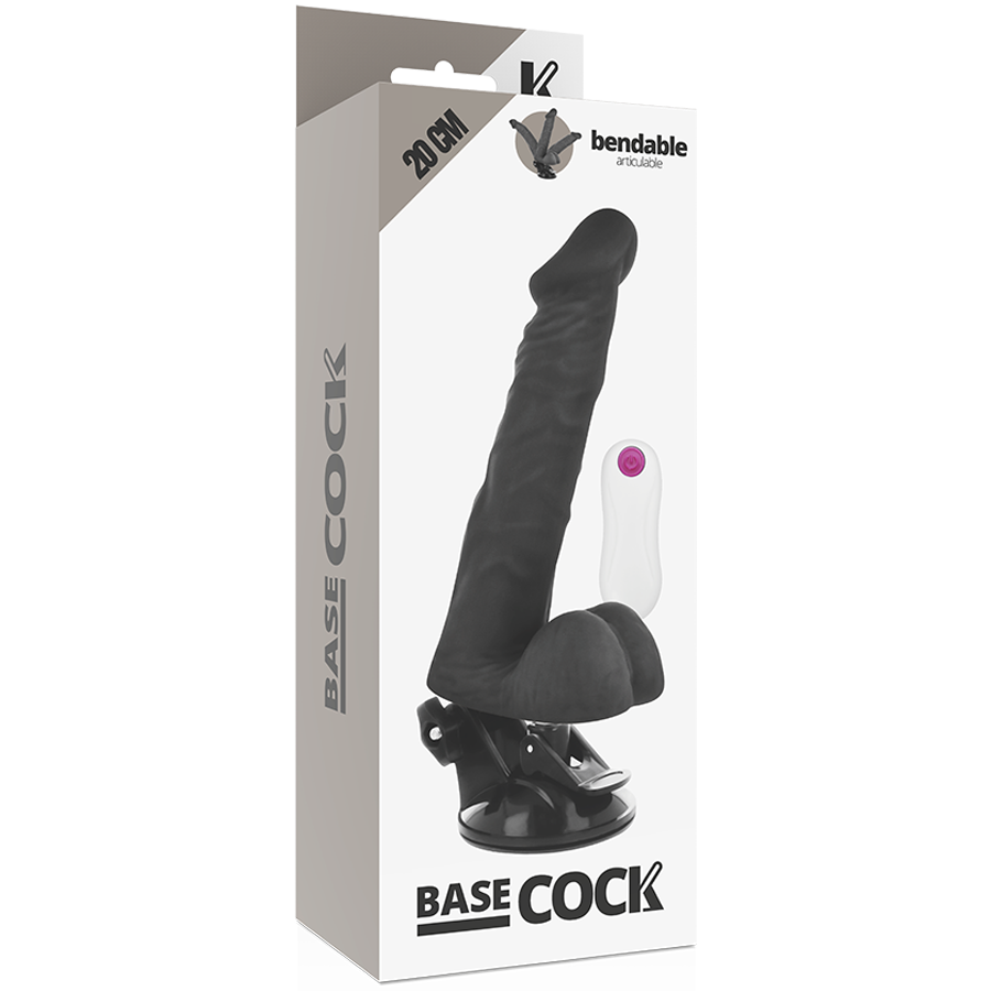 BASECOCK - VIBRATORE ARTICOLABILE TELECOMANDO NERO 20 CM -O- 4.5 CM Basecock