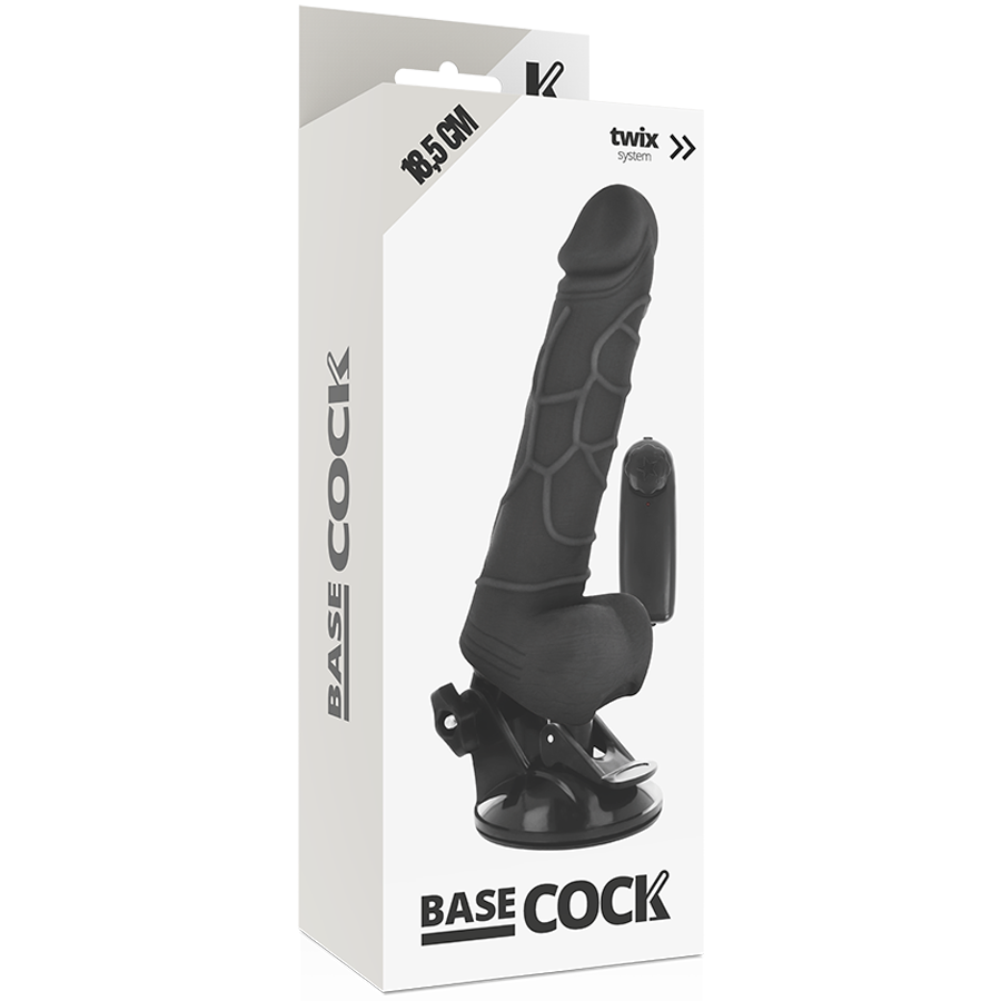 BASECOCK - VIBRATORE REALISTICO TELECOMANDO NERO 18.5 CM -O- 4CM Basecock