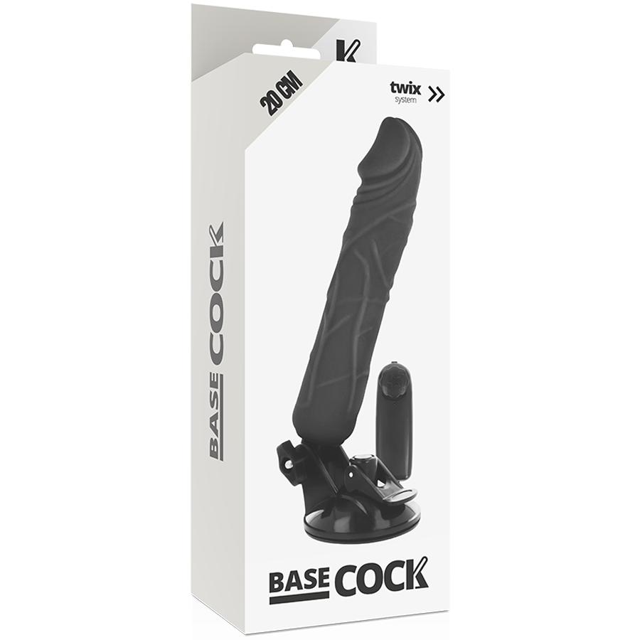 BASECOCK - VIBRATORE REALISTICO TELECOMANDO NERO 20 CM -O- 4 CM Basecock