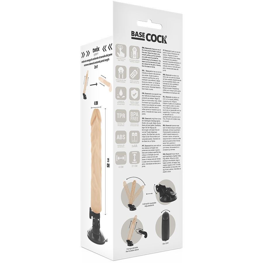 BASECOCK - VIBRATORE REALISTICO TELECOMANDO NATURALE 21 CM -O- 4 CM Basecock