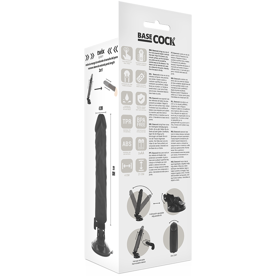 BASECOCK - VIBRATORE REALISTICO TELECOMANDO NERO 21 CM -O- 4 CM Basecock
