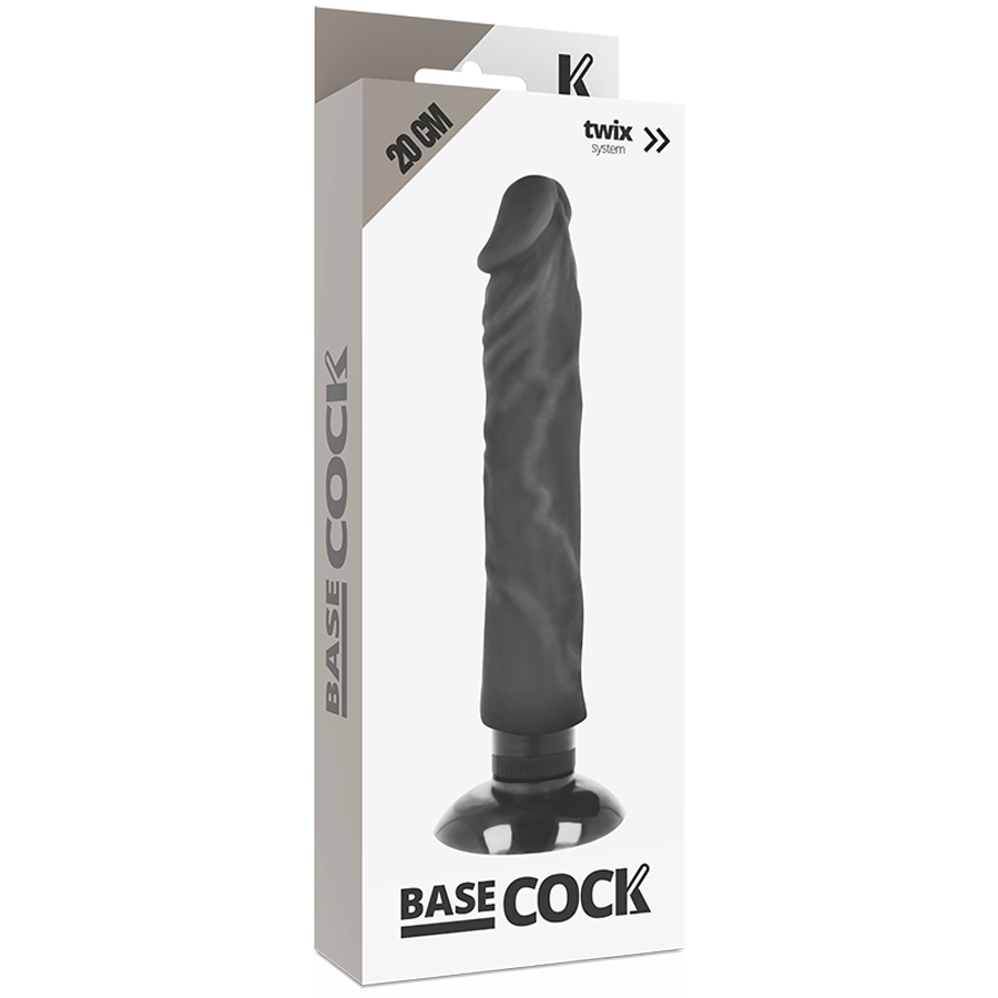 BASECOCK - VIBRATORE REALISTICO 2-1 NERO 20 CM -O- 4 CM Basecock