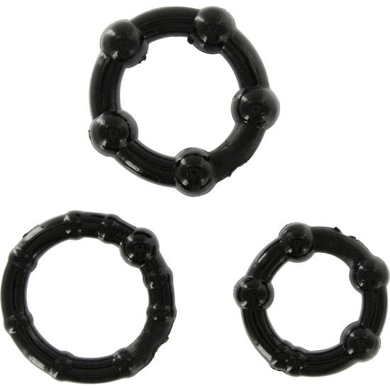 SEVEN CREATIONS - SET DI TRE ANELLI PER PENE NERI Seven Creations