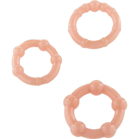 SEVEN CREATIONS - SET DI TRE ANELLI PER PENE IN PELLE Seven Creations