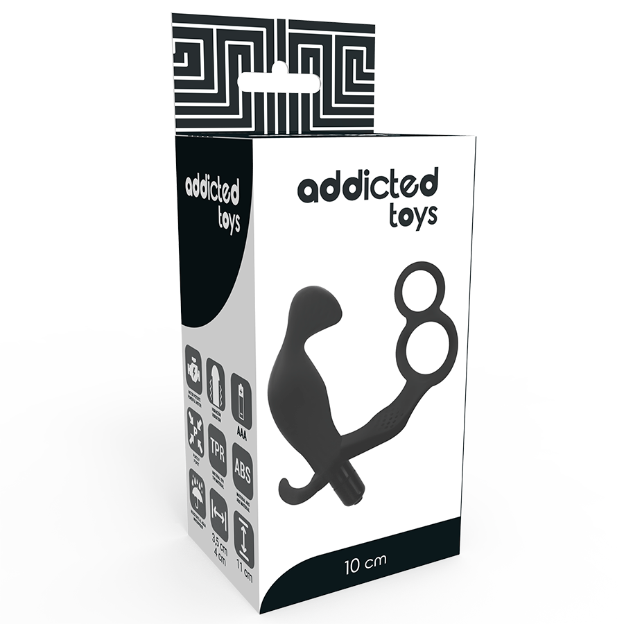 ADDICTED TOYS - PLUG ANALE CON DOPPIO ANELLO PER PENE E TESTICOLI NERI Addicted Toys