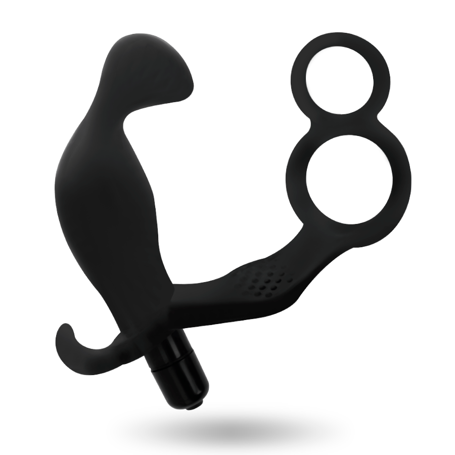 ADDICTED TOYS - PLUG ANALE CON DOPPIO ANELLO PER PENE E TESTICOLI NERI Addicted Toys
