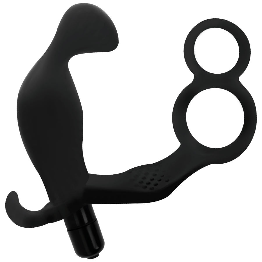 ADDICTED TOYS - PLUG ANALE CON DOPPIO ANELLO PER PENE E TESTICOLI NERI Addicted Toys