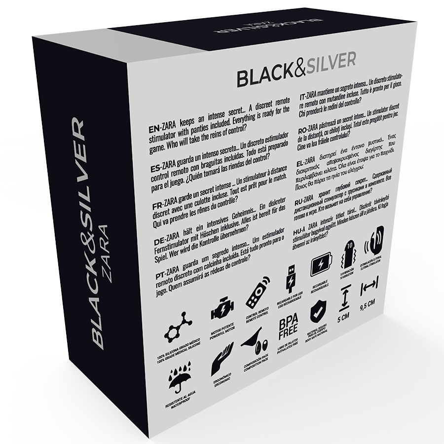 BLACK&SILVER - STIMOLATORE TELECOMANDO ZARA CON SLIP IN OMAGGIO Black&silver