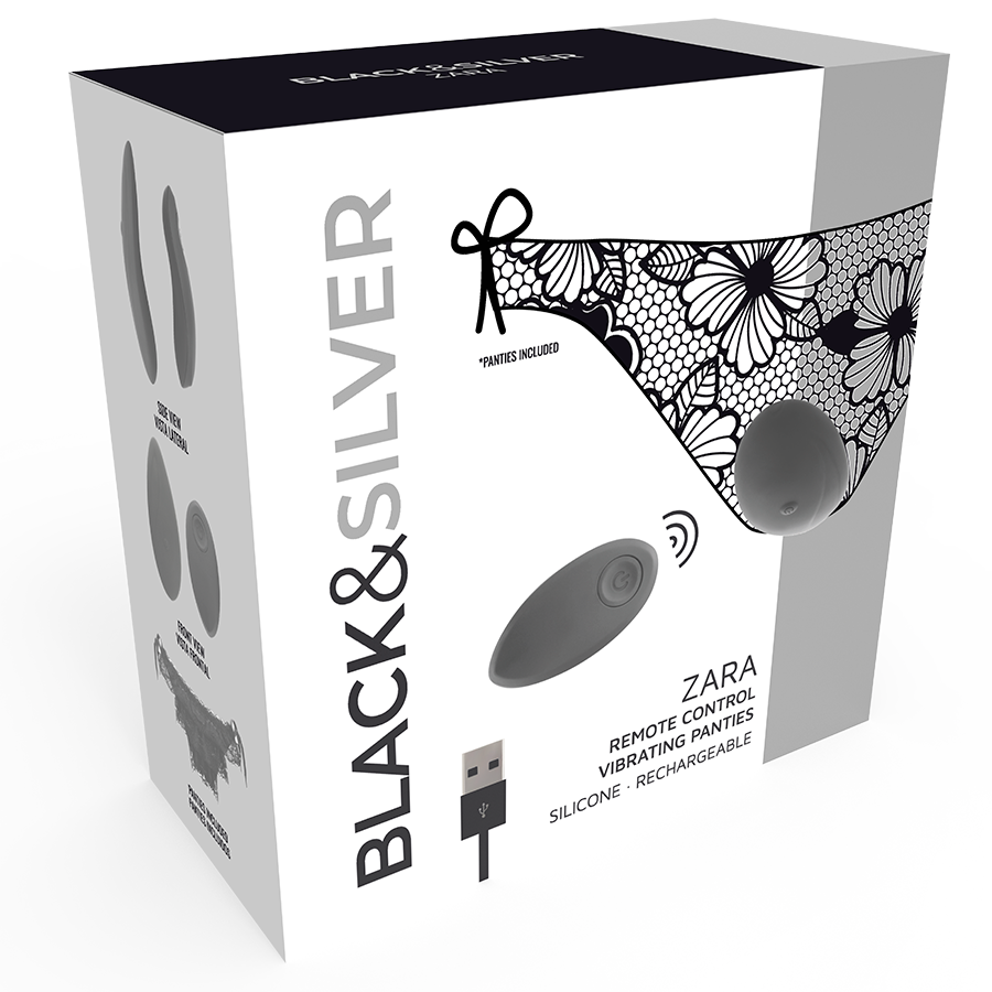 BLACK&SILVER - STIMOLATORE TELECOMANDO ZARA CON SLIP IN OMAGGIO Black&silver