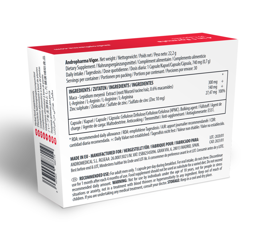 ANDROPHARMA VIGOR - INTEGRATORE PER IL POTENZIAMENTO DELLA LIBIDO Andro Medical