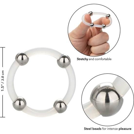 CALEXOTICS - ANELLO IN SILICONE CON PERLINE IN ACCIAIO L Calexotics