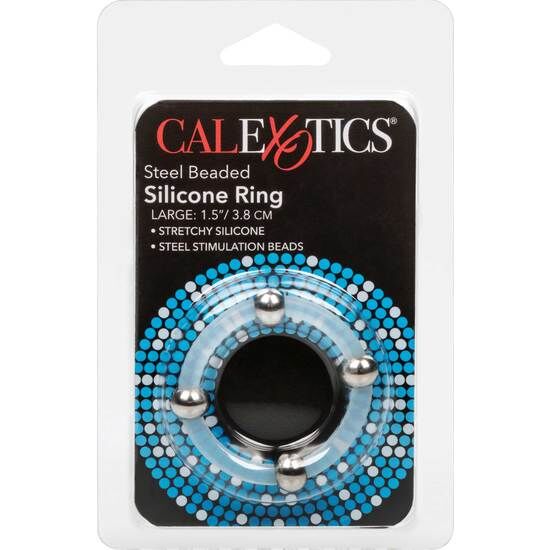 CALEXOTICS - ANELLO IN SILICONE CON PERLINE IN ACCIAIO L Calexotics