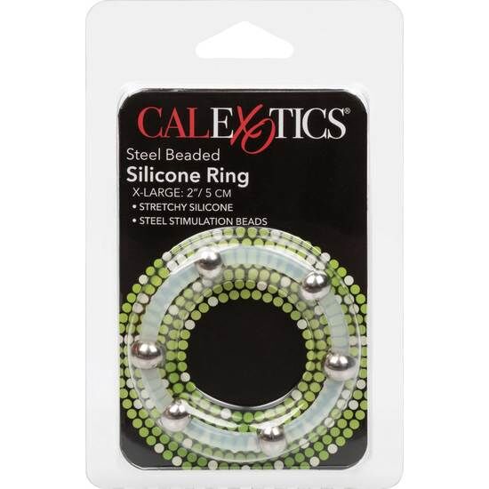 CALEXOTICS - ANELLO IN SILICONE CON PERLINE IN ACCIAIO XL Calexotics